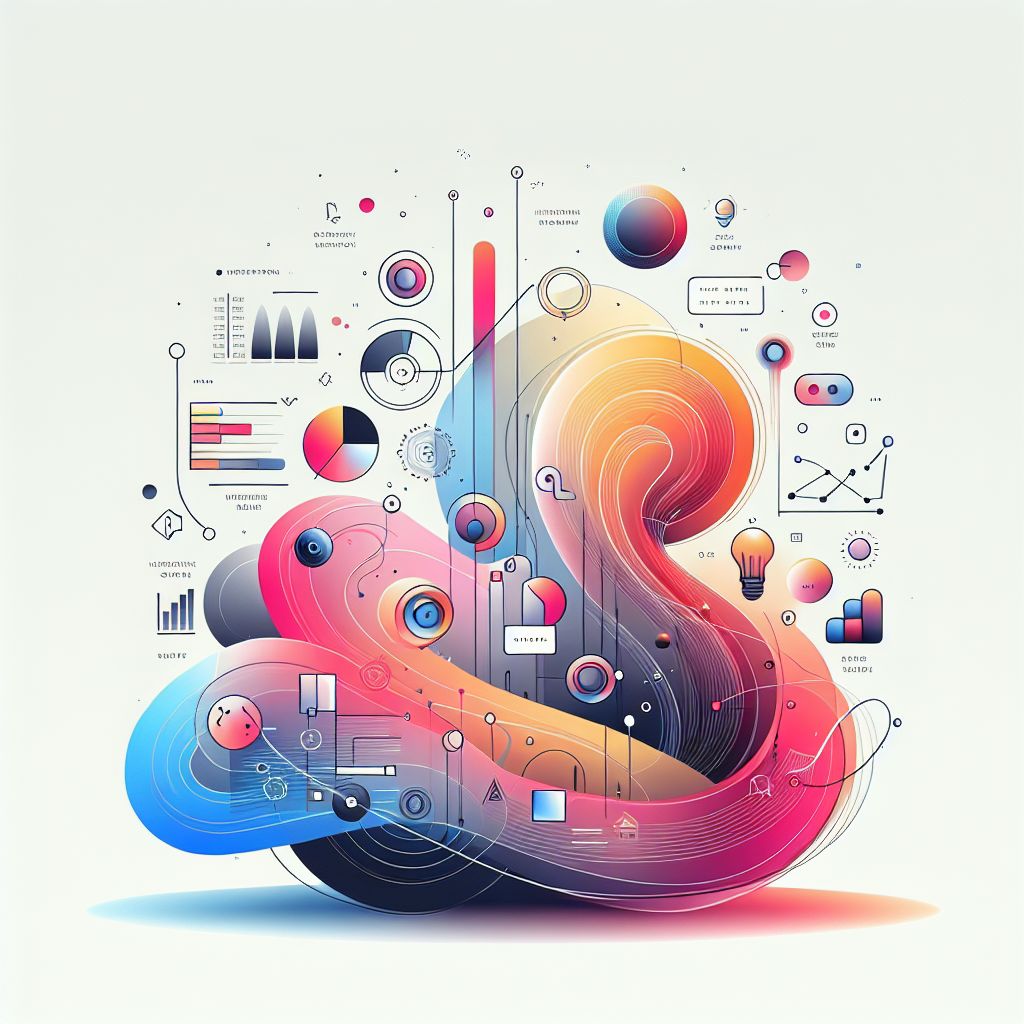 User experience in illustration style with gradients and white background