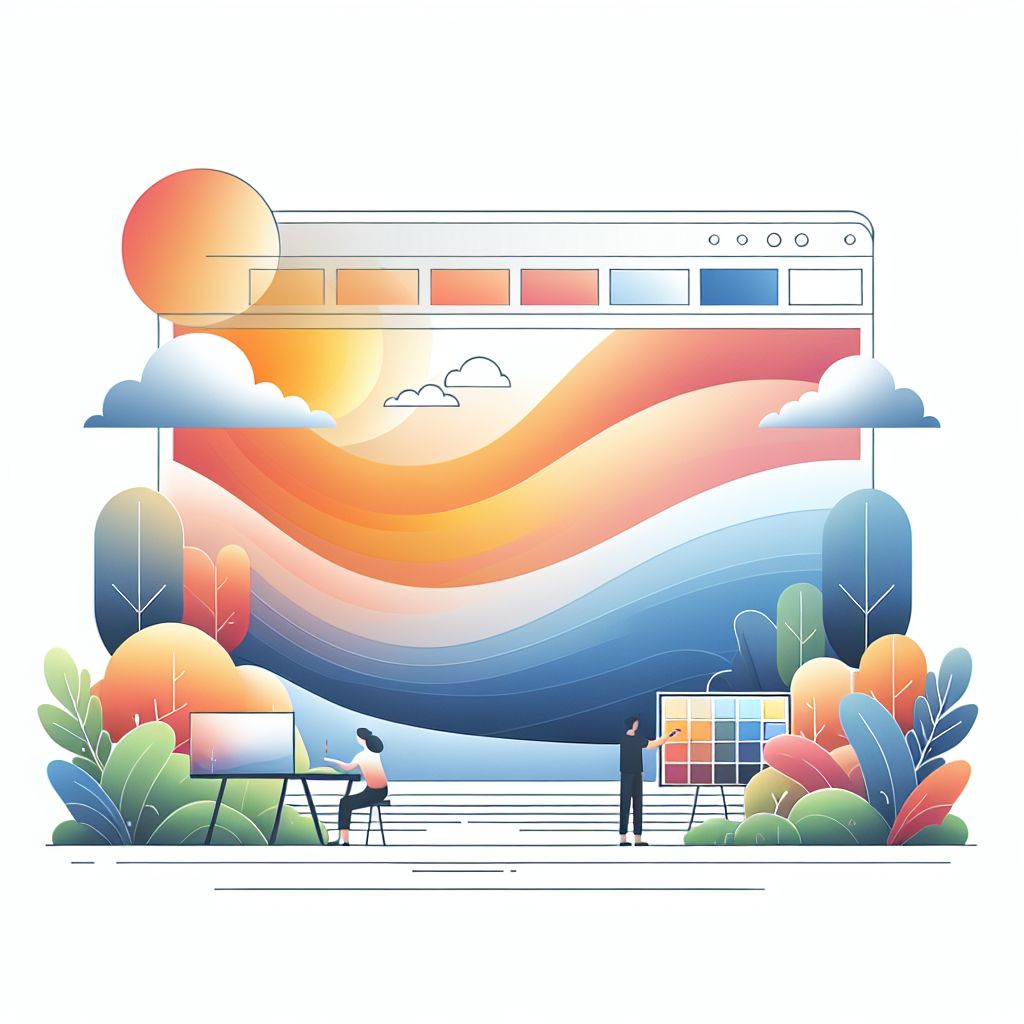 Crea en estilo de ilustración con degradados y fondo blanco.