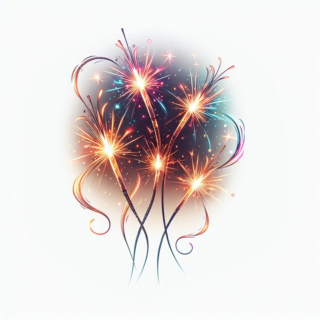 Sparklers in illustration style with gradients and white background