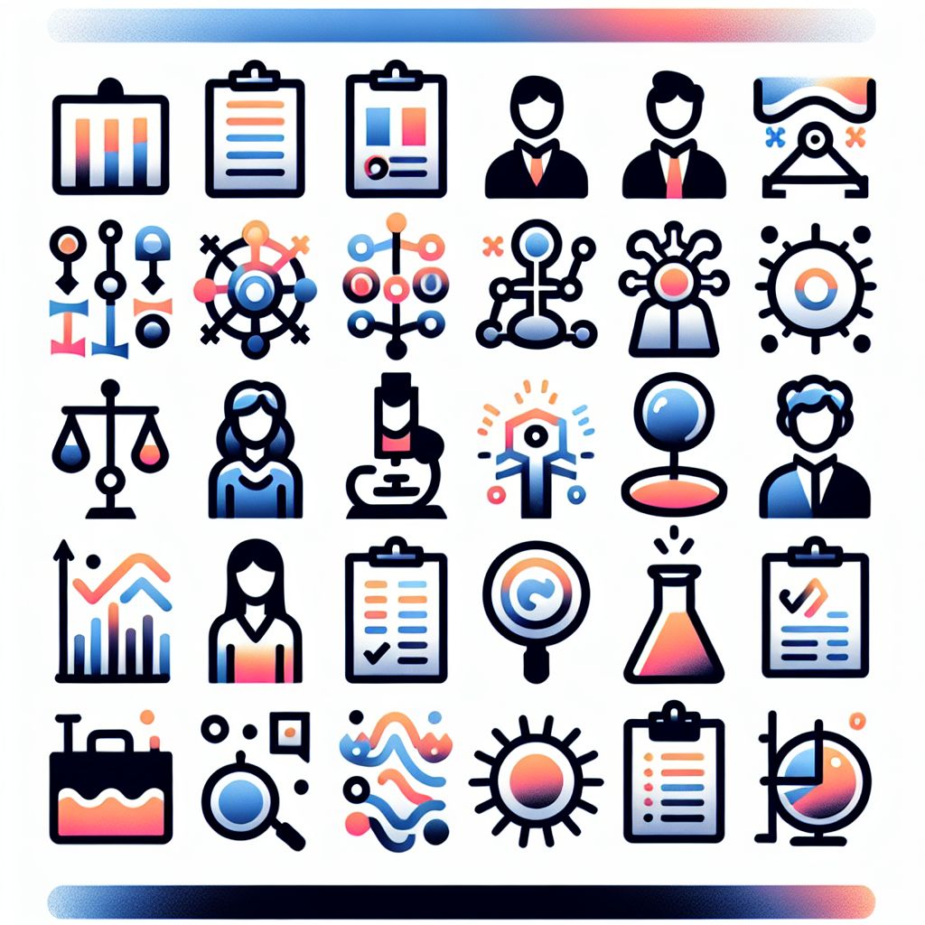 Research methods in illustration style with gradients and white background