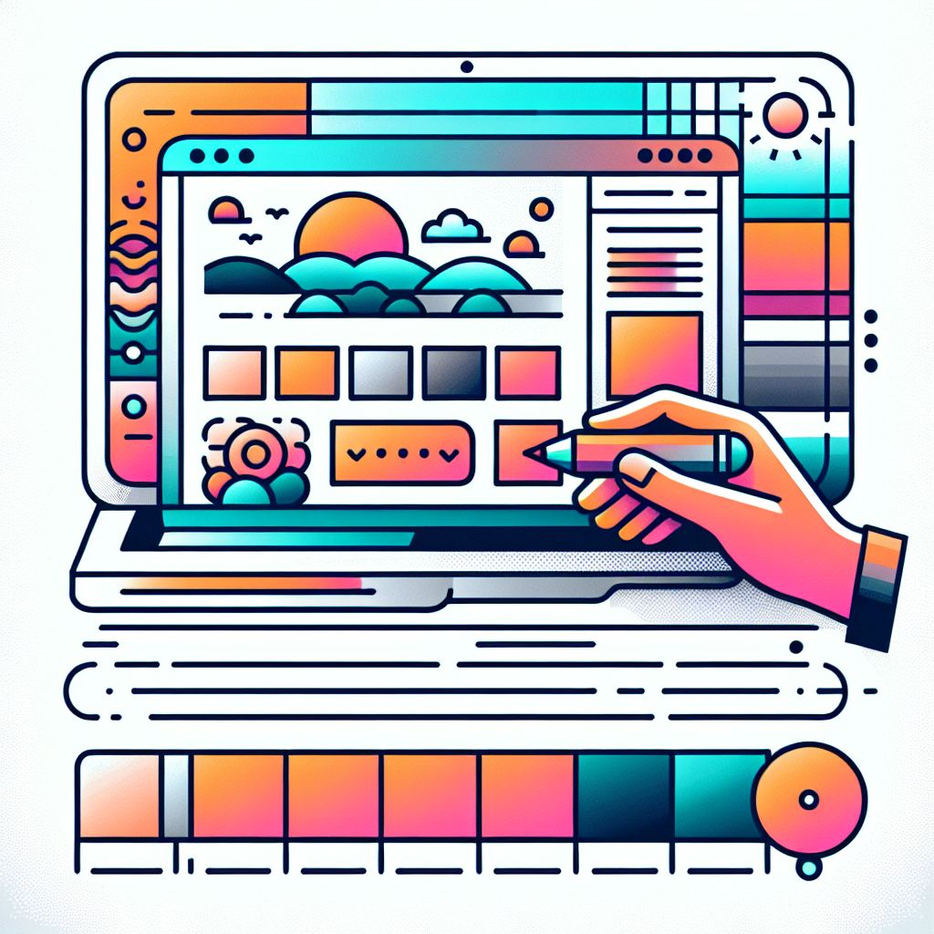 Computer program in illustration style with gradients and white background