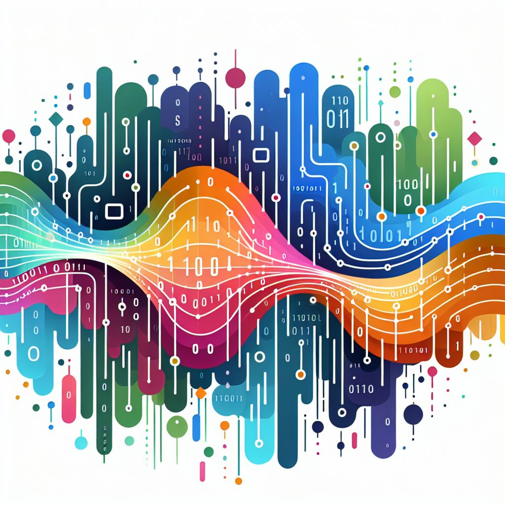 Machine learning in illustration style with gradients and white background