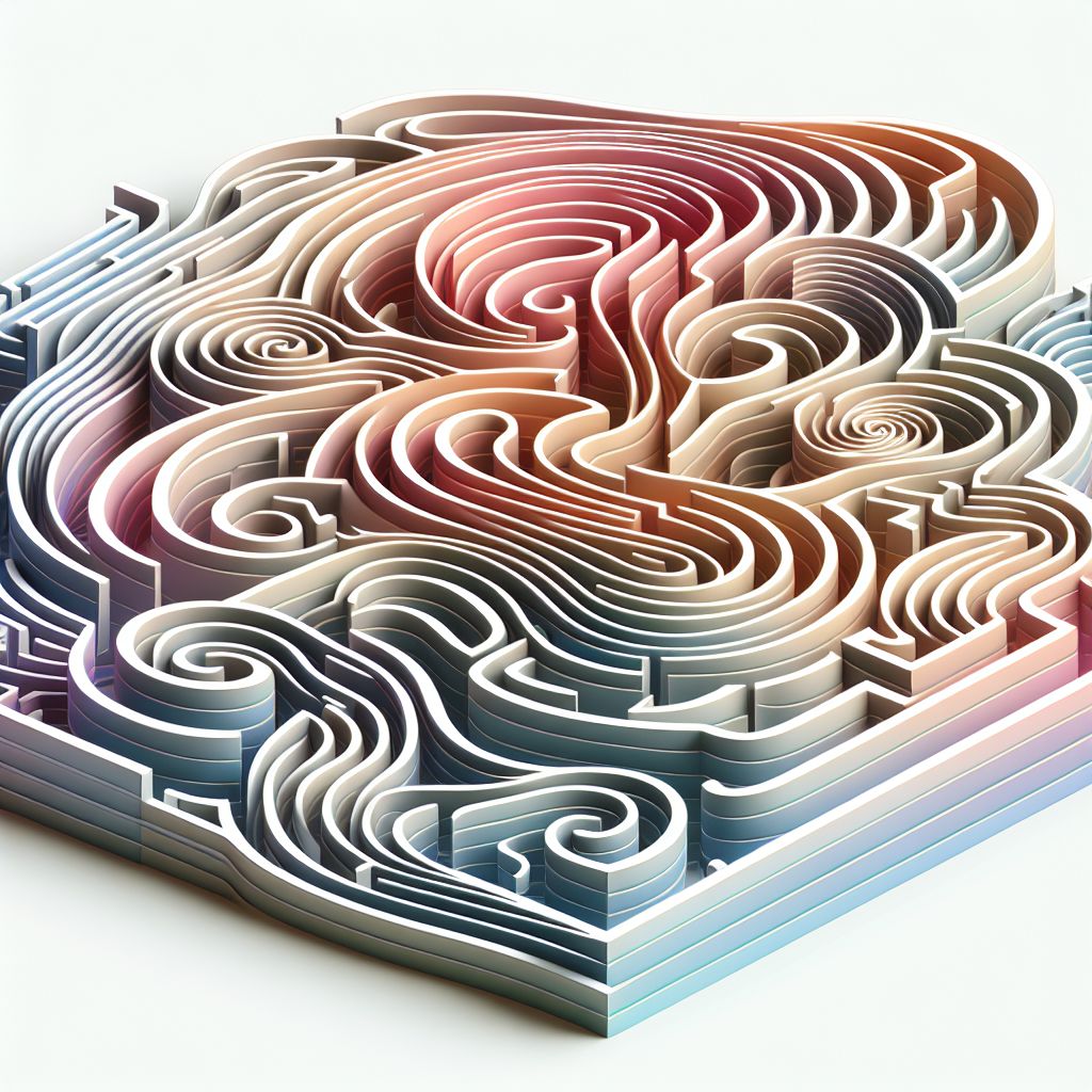 Maze in illustration style with gradients and white background