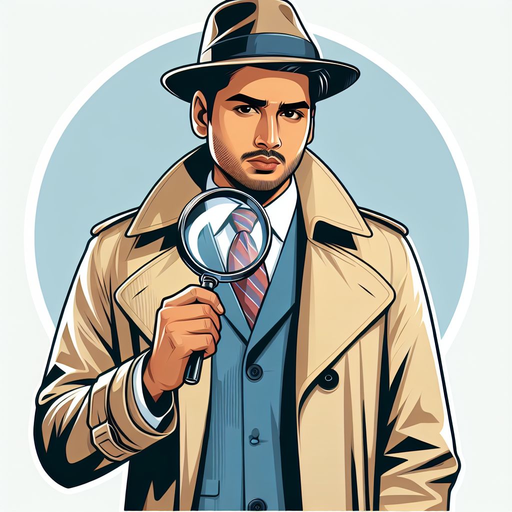 detective in illustration style with gradients and white background