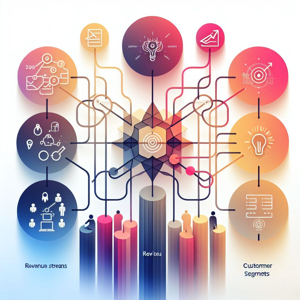 business model in illustration style with gradients and white background