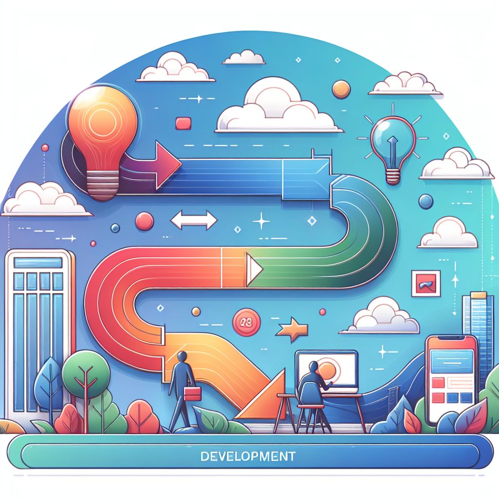 Development in illustration style with gradients and white background