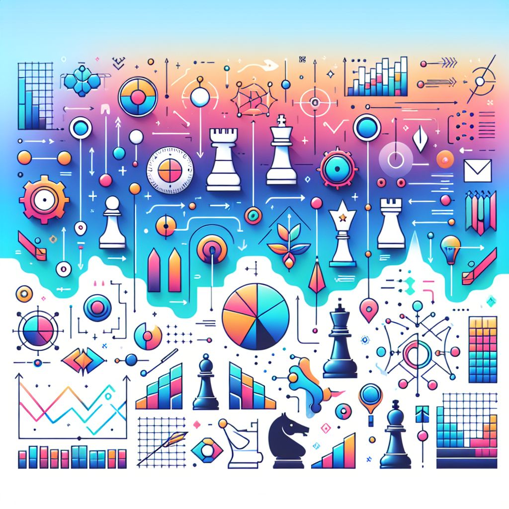 Strategies in illustration style with gradients and white background