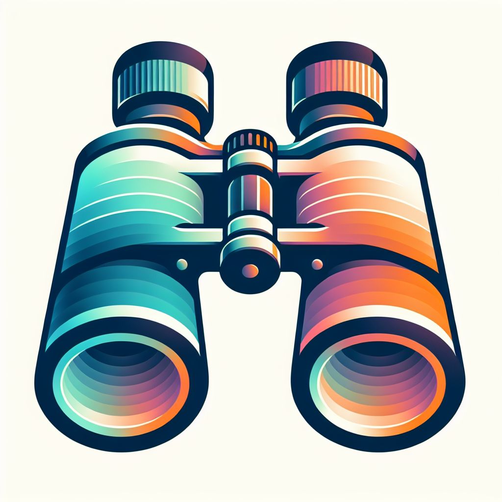 Binoculars in illustration style with gradients and white background