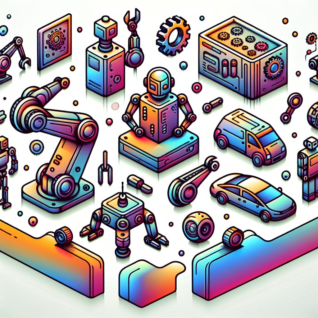 Automation in illustration style with gradients and white background