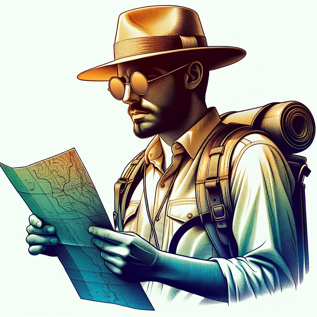 Explorer in illustration style with gradients and white background