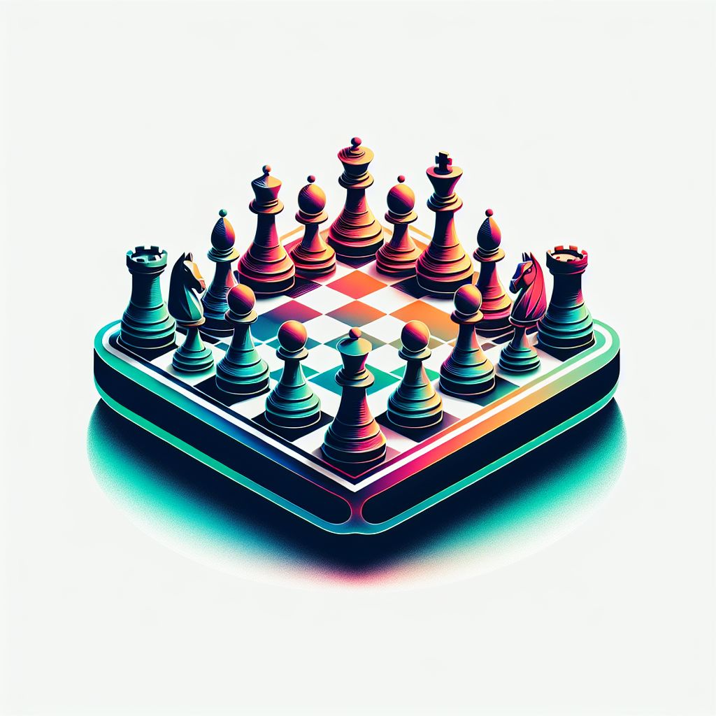 Chessboard in illustration style with gradients and white background