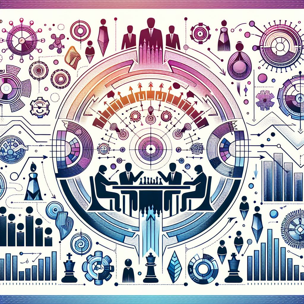 business strategy in illustration style with gradients and white background