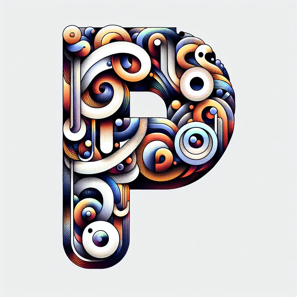 P's in illustration style with gradients and white background