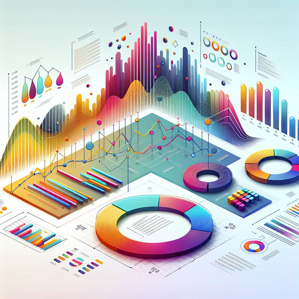 Survey data in illustration style with gradients and white background