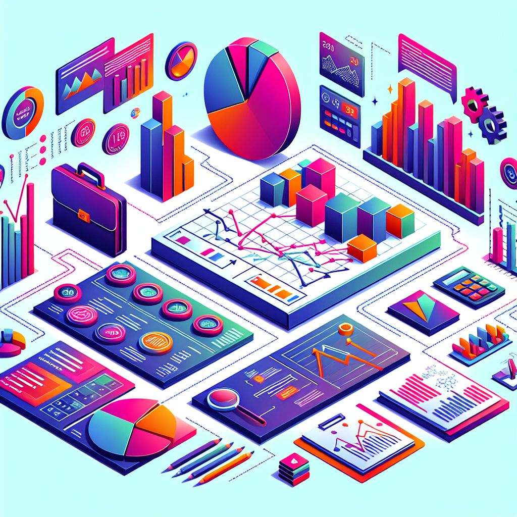 Business plan in illustration style with gradients and white background