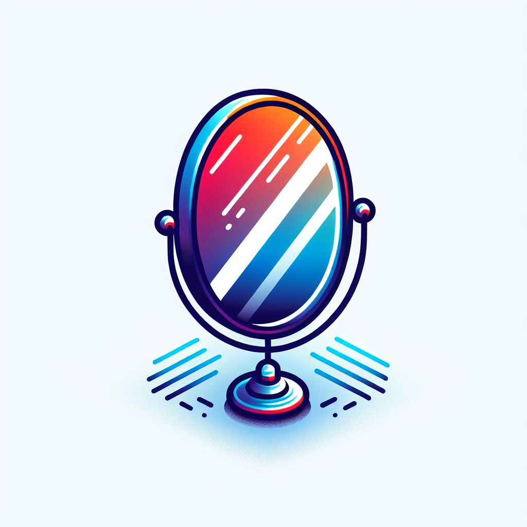 Mirror in illustration style with gradients and white background
