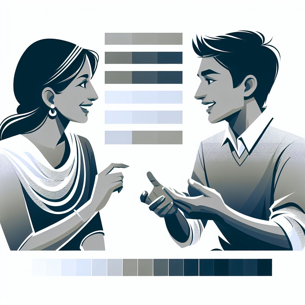 Communication in illustration style with gradients and white background