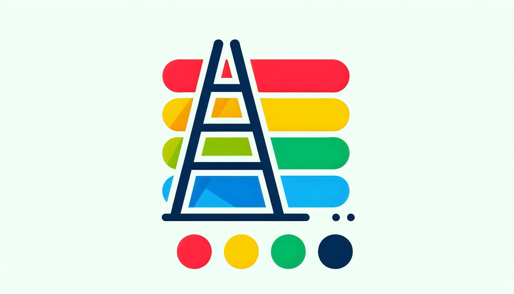 Ladder in flat illustration style and white background, red #f47574, green #88c7a8, yellow #fcc44b, and blue #645bc8 colors.