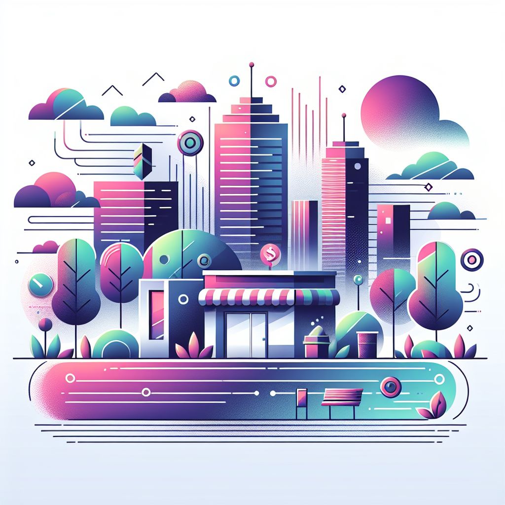Disruptive in illustration style with gradients and white background