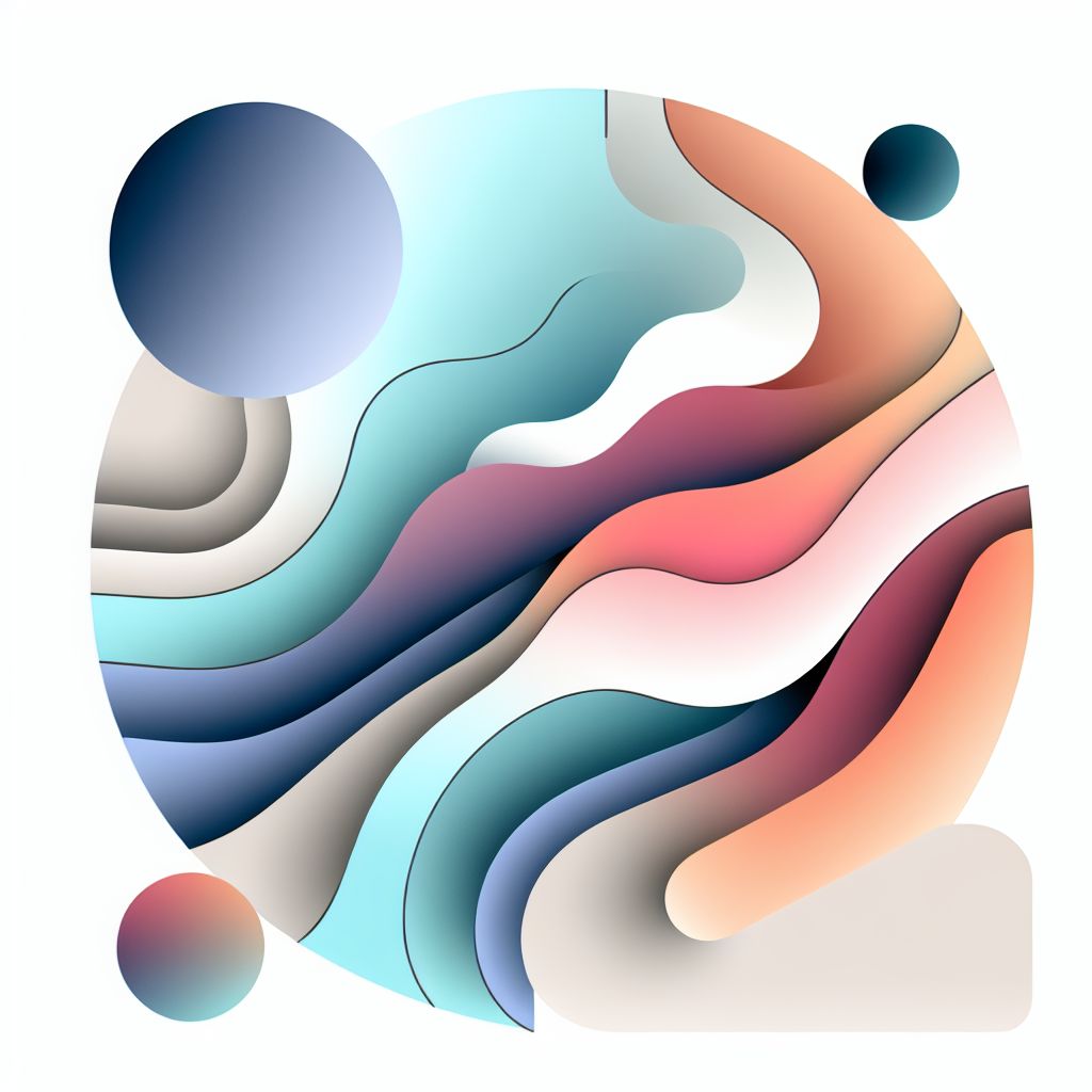 Attributes in illustration style with gradients and white background