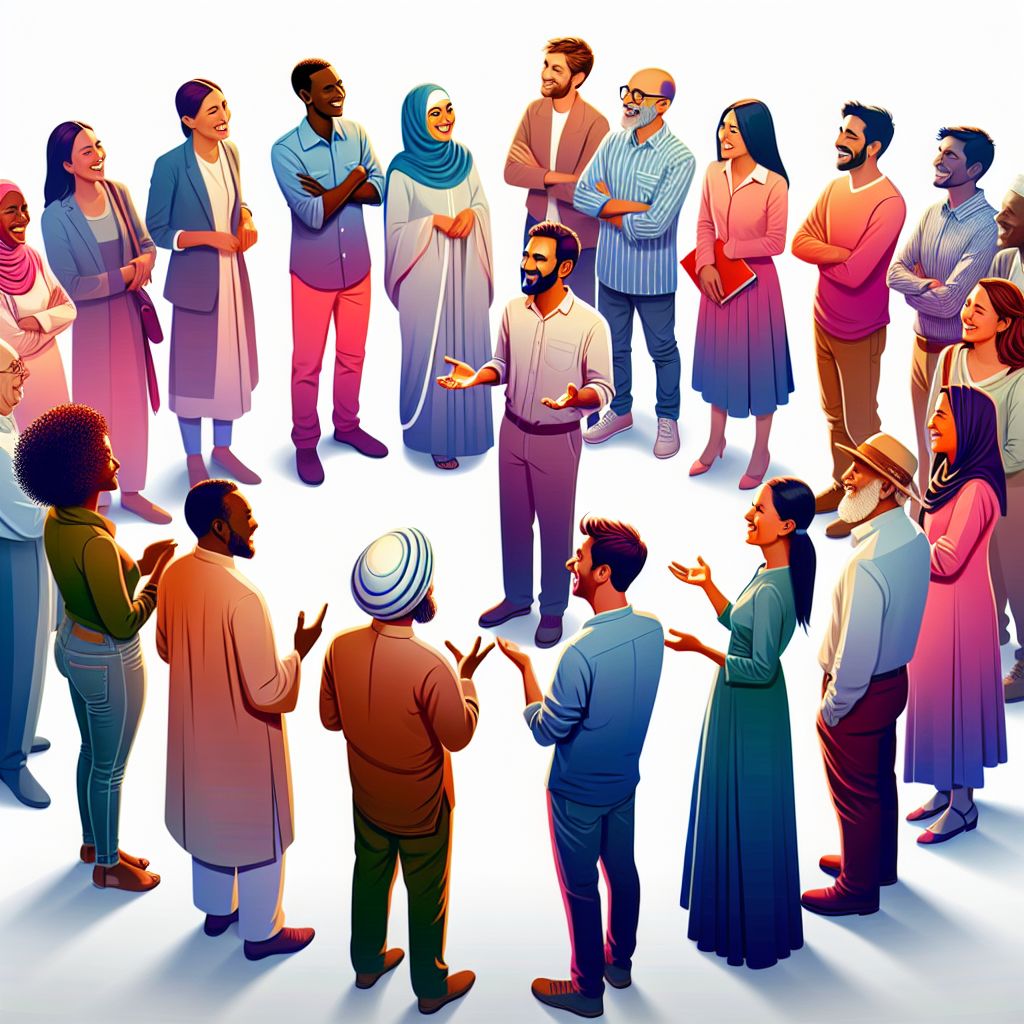 Gathering in illustration style with gradients and white background