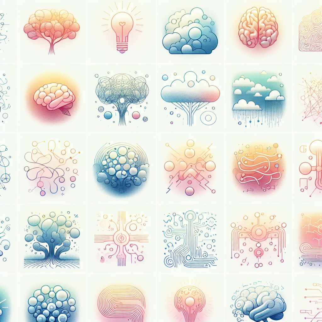 Idea generation methods in illustration style with gradients and white background