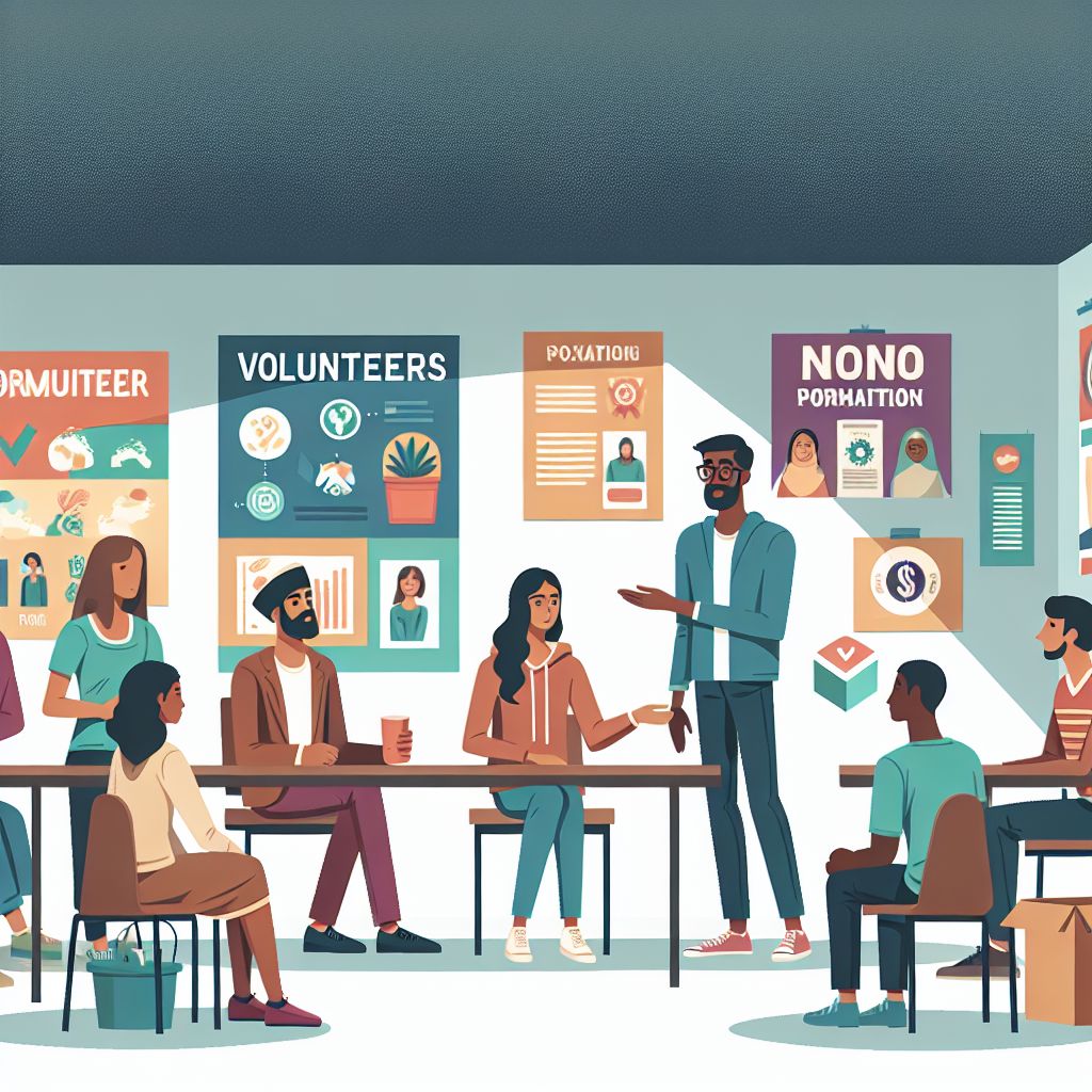 non-profit organization in illustration style with gradients and white background