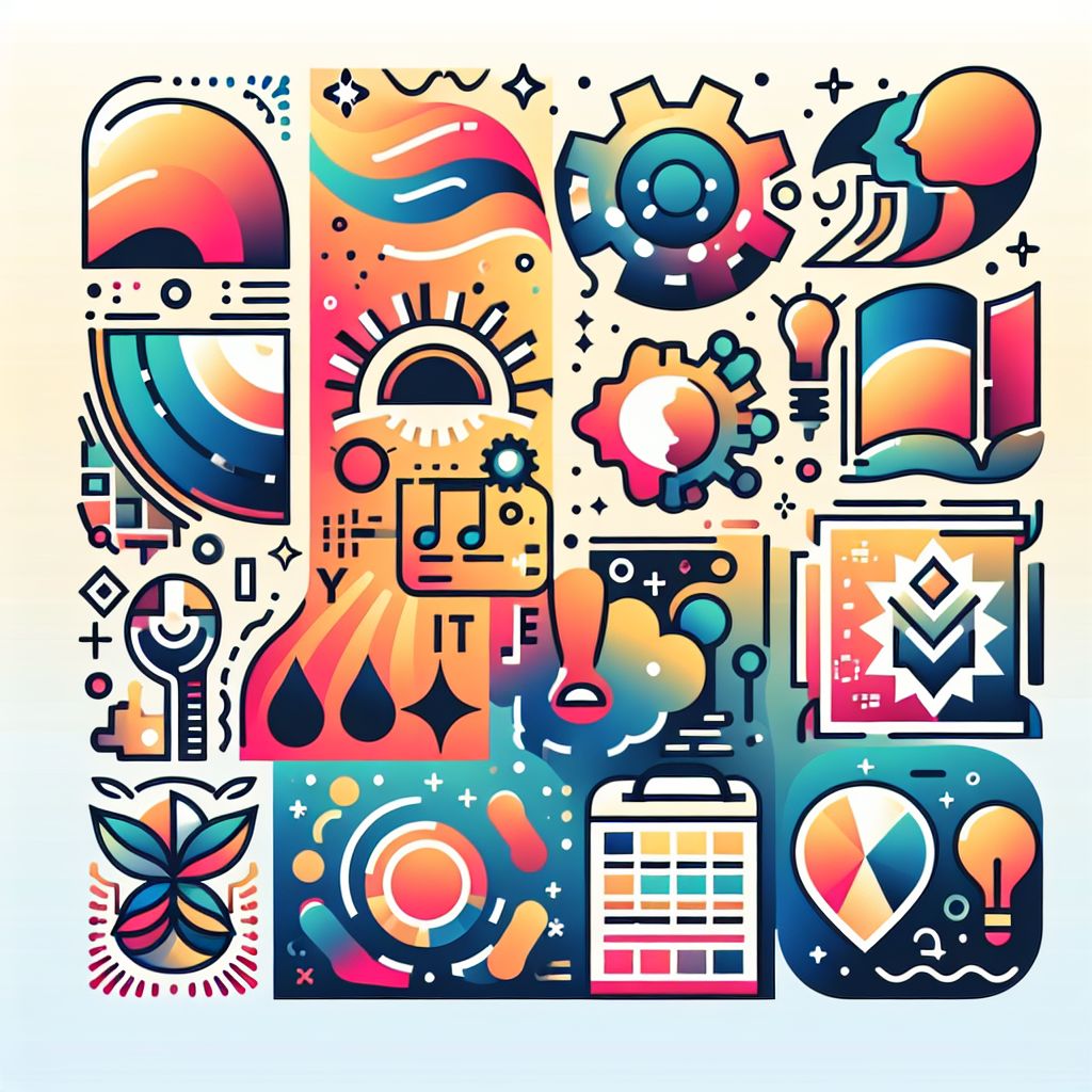 Identity in illustration style with gradients and white background