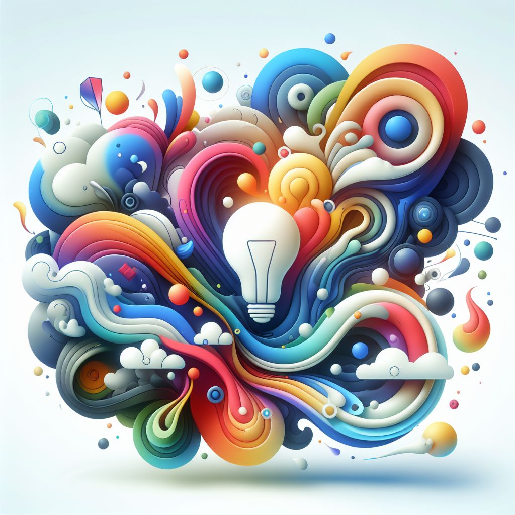 ideation in illustration style with gradients and white background