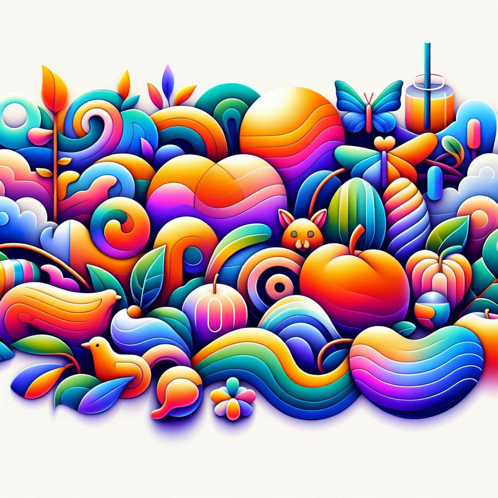examples in illustration style with gradients and white background