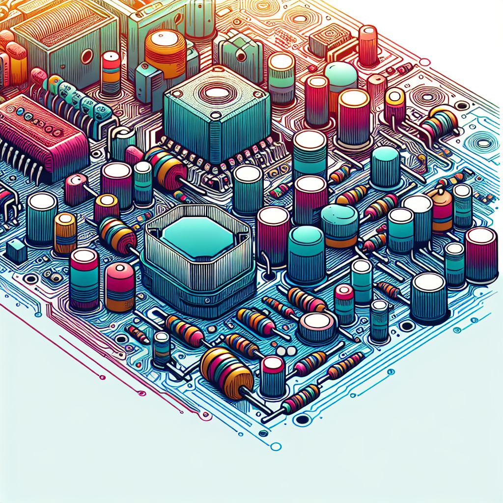 circuit board in illustration style with gradients and white background