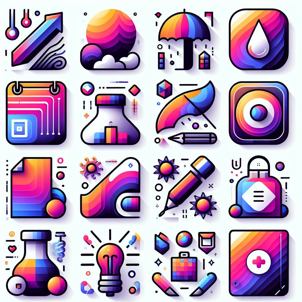 Trends in illustration style with gradients and white background