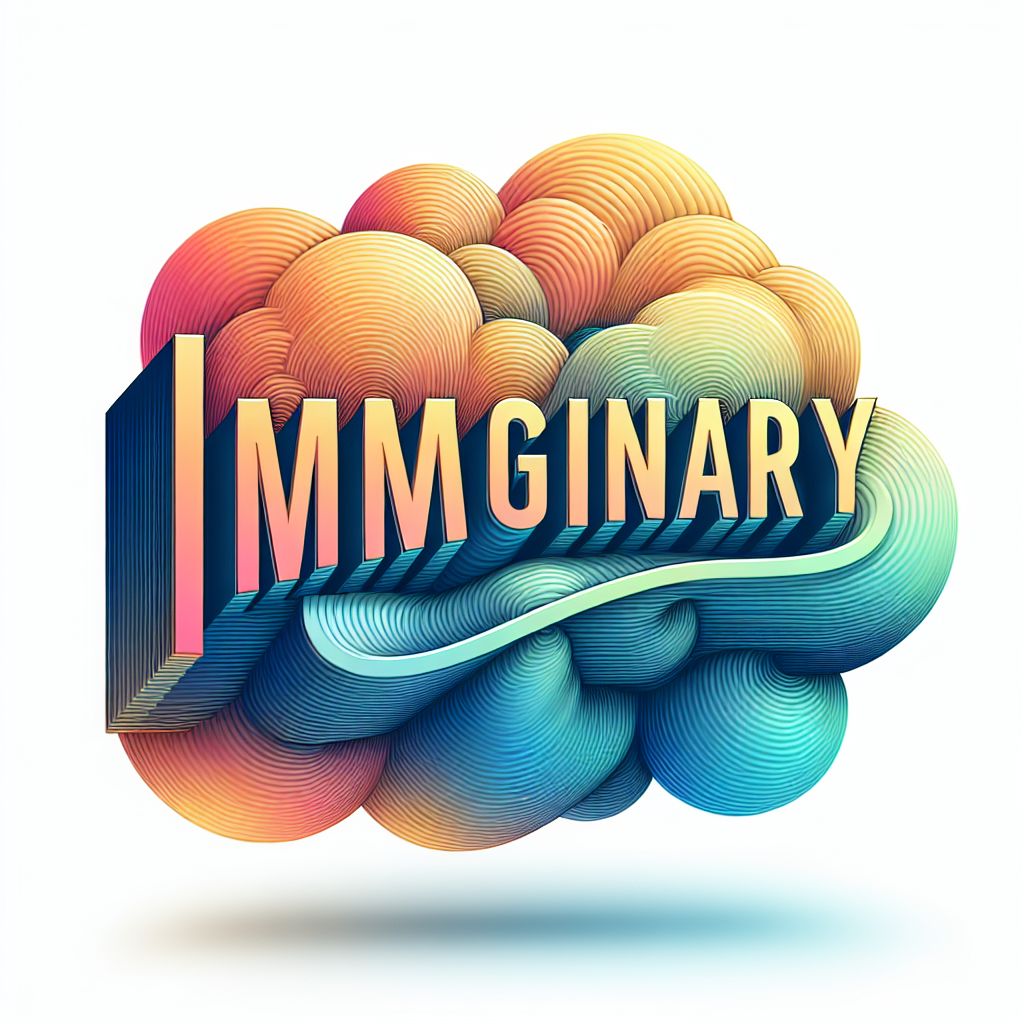 brand name in illustration style with gradients and white background