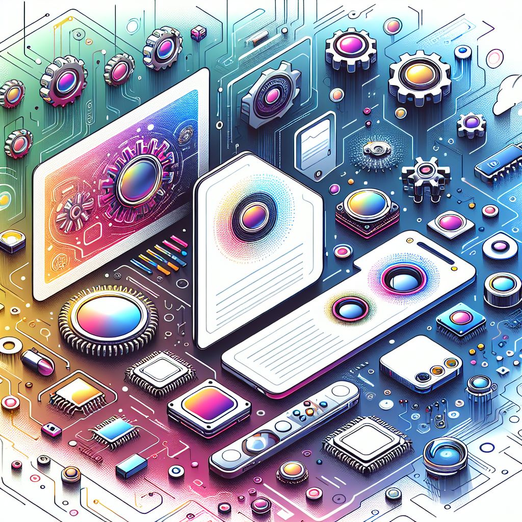 Technology in illustration style with gradients and white background