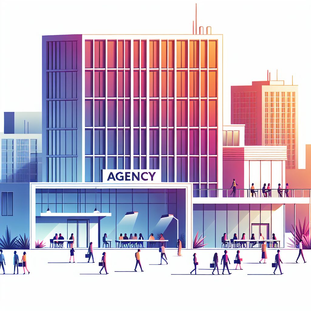 Agency in illustration style with gradients and white background