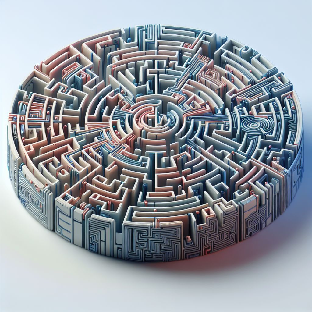 Labyrinth in illustration style with gradients and white background