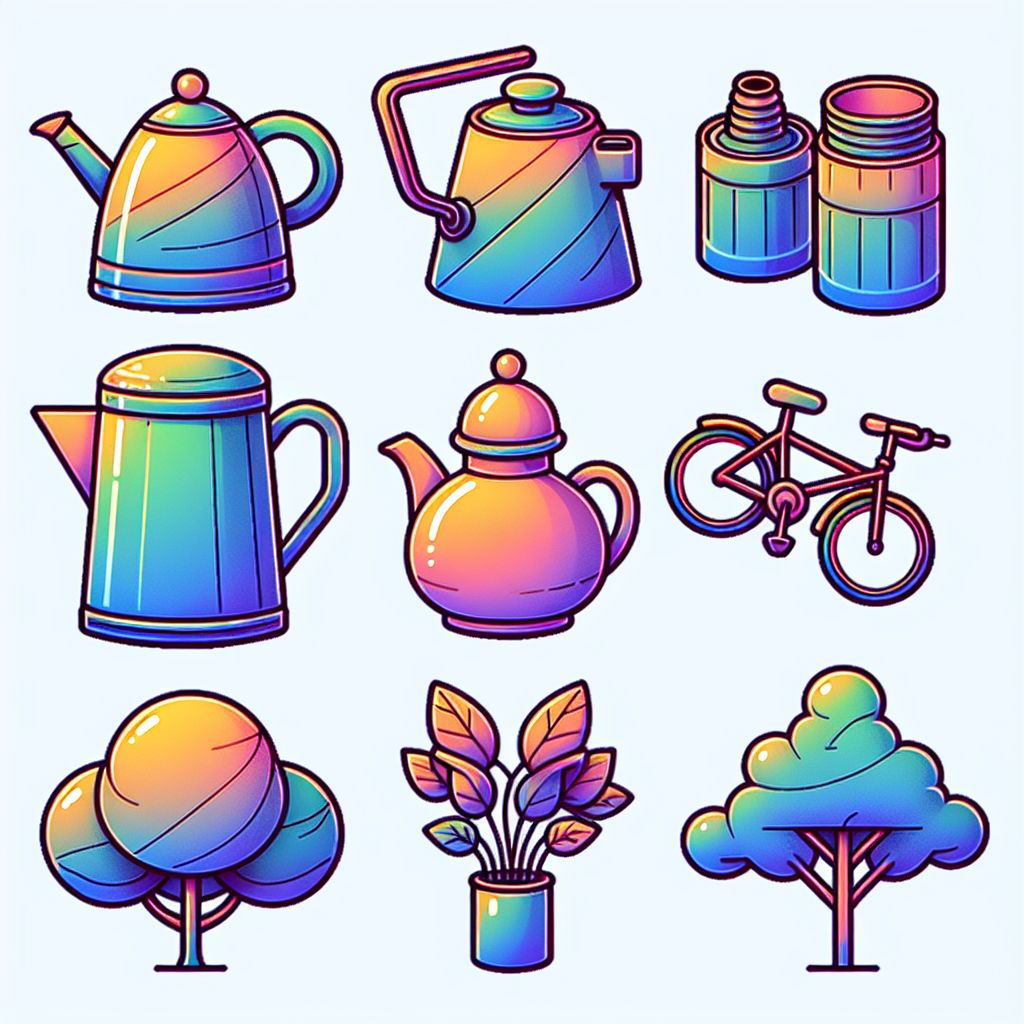 examples in illustration style with gradients and white background