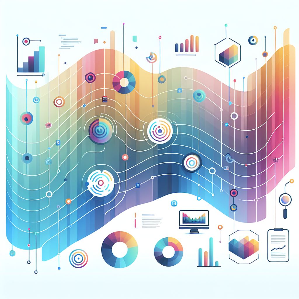 Market intelligence in illustration style with gradients and white background