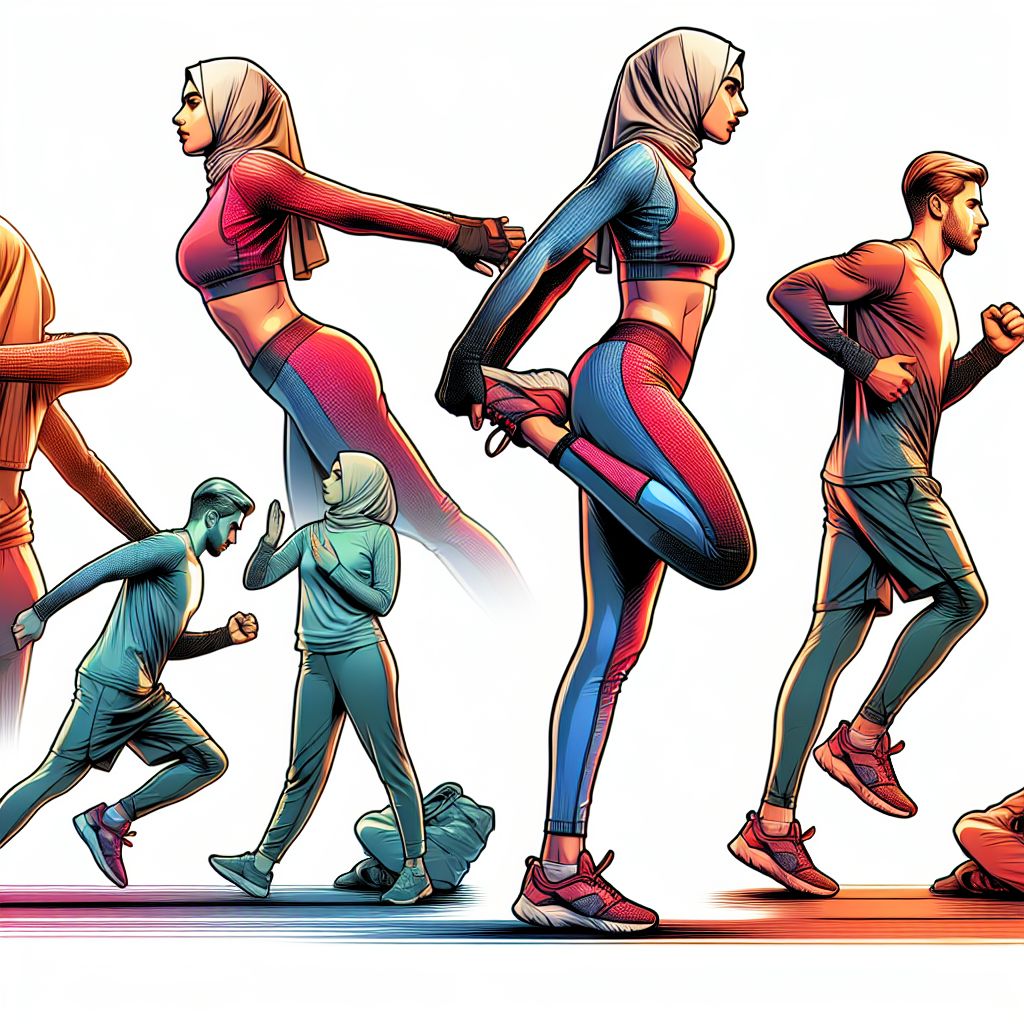 work out in illustration style with gradients and white background