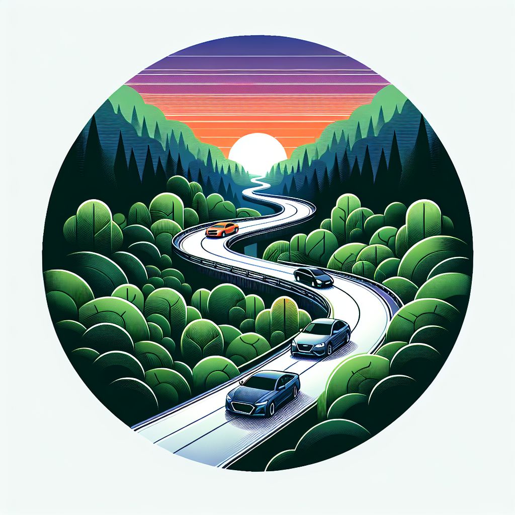 drive in illustration style with gradients and white background