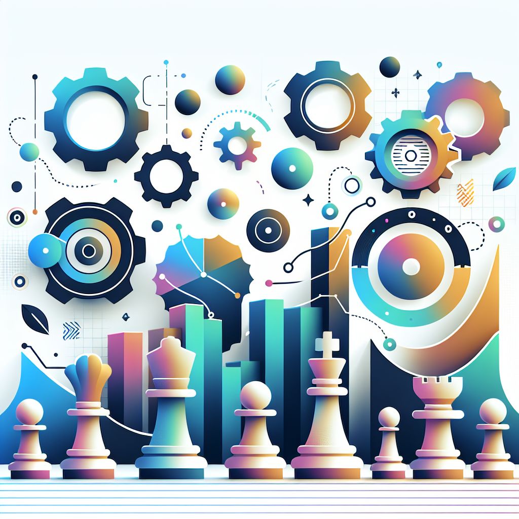 competitor analysis in illustration style with gradients and white background