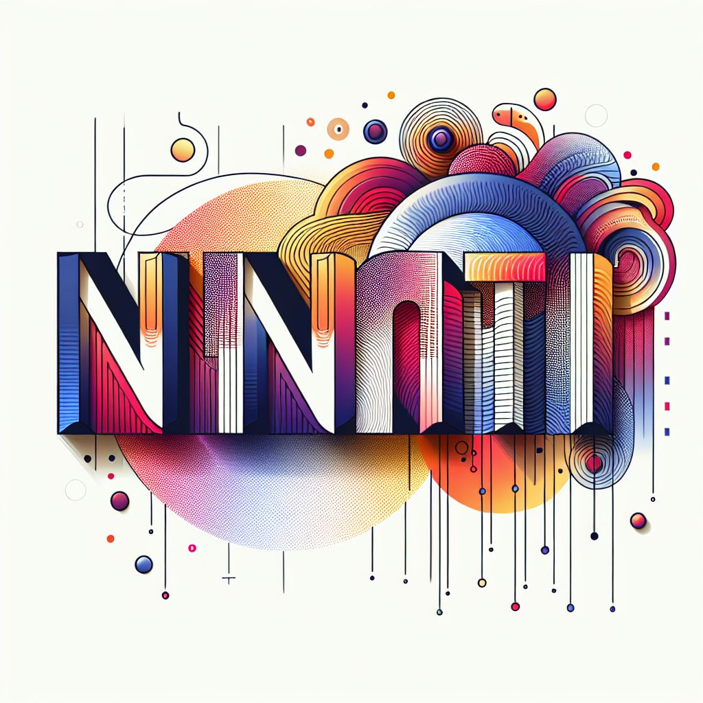 Name in illustration style with gradients and white background
