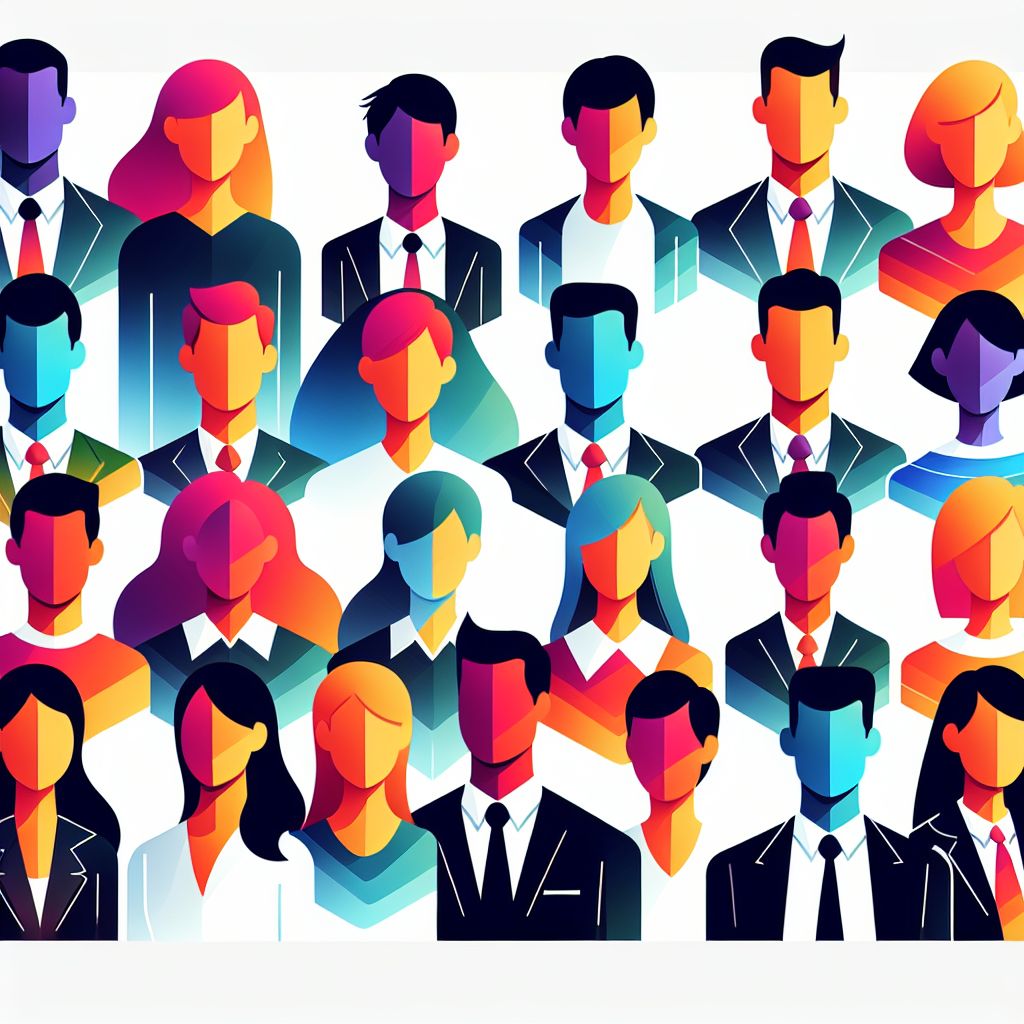 Customer personas adaptation in illustration style with gradients and white background