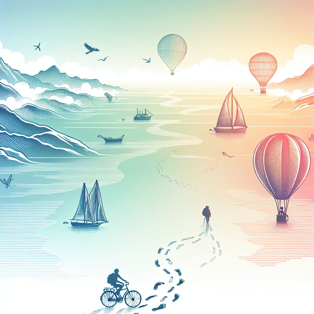 Journey in illustration style with gradients and white background