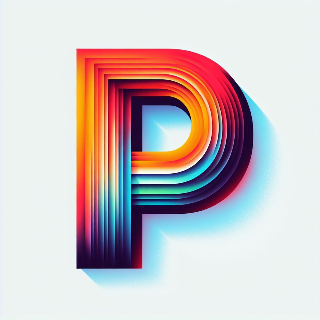 P's in illustration style with gradients and white background