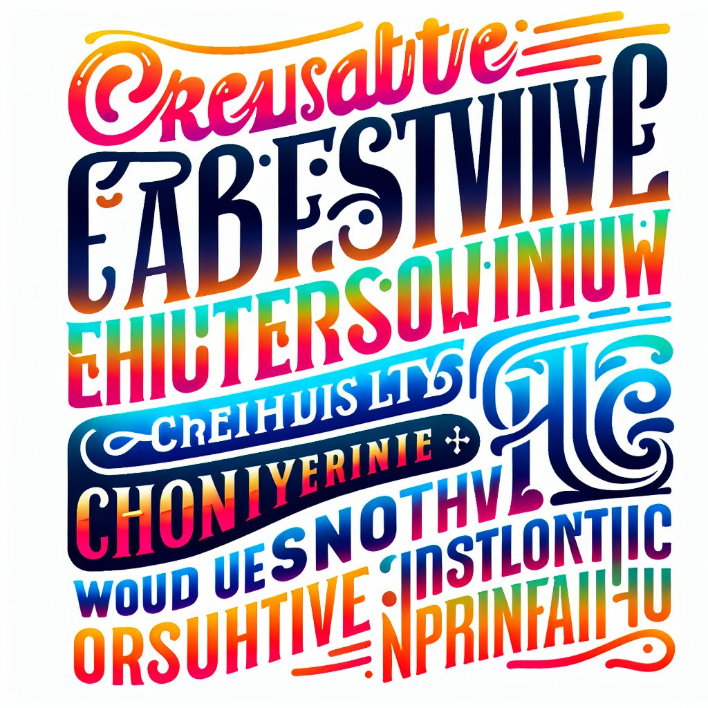 Text in illustration style with gradients and white background