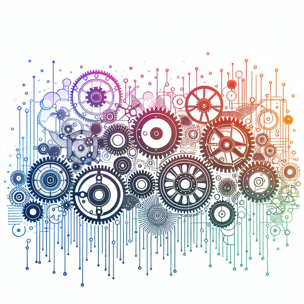 Automation in illustration style with gradients and white background