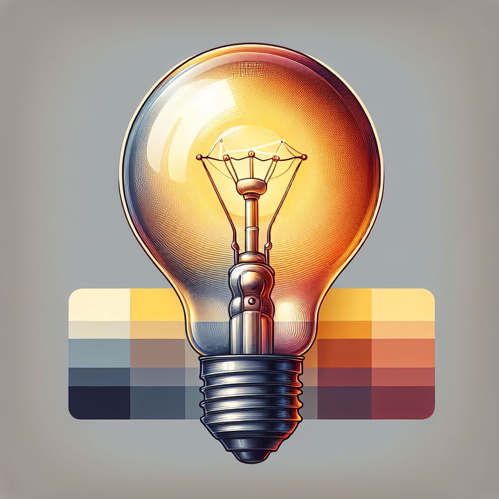 lightbulb in illustration style with gradients and white background
