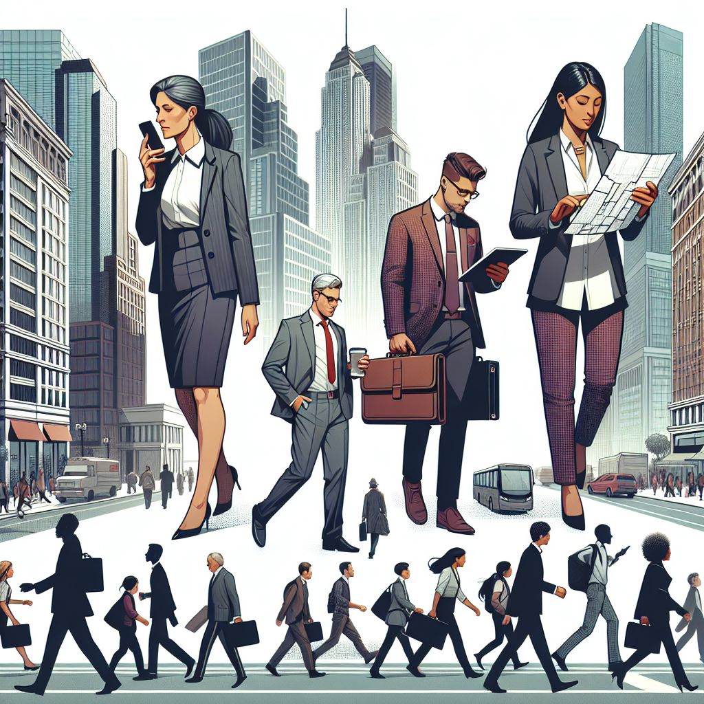 business in illustration style with gradients and white background