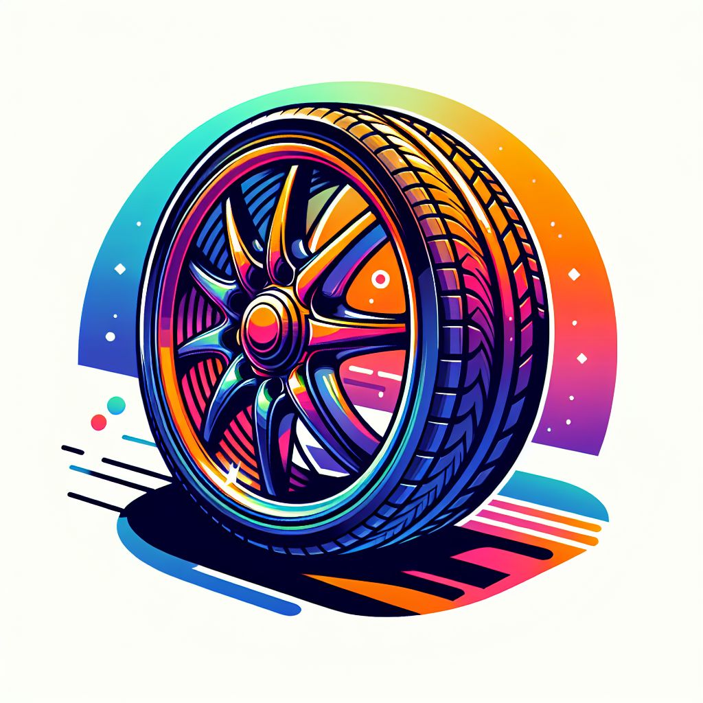 Wheel in illustration style with gradients and white background